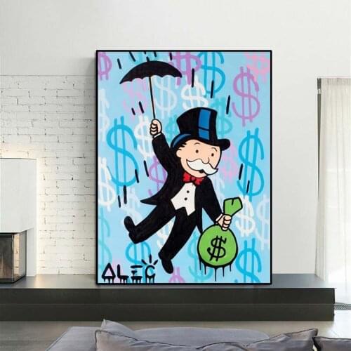 Alec Monopoly Graffiti Artist Canvas Paintings Wall Art Money Oil Painting Home Decor Poster and Prints Picture For Liivng Room