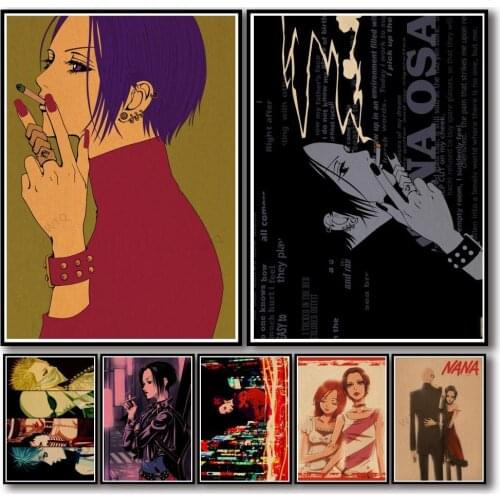 WTQ One Piece Anime Posters NANA Retro Poster Wall Decor Canvas Painting Wall Art Picture for Living Room Decoration Home Deco