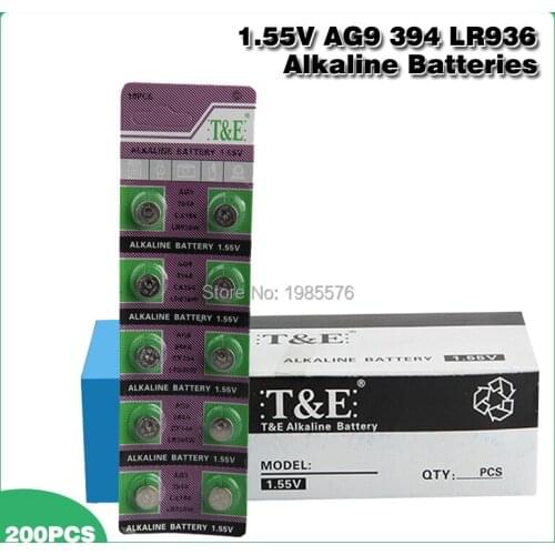 200pcs/pack AG9 LR936 394 Button Batteries SR936 194 Cell Coin Alkaline Battery 1.55V SR936SW CX194 For Watch Toys Remote
