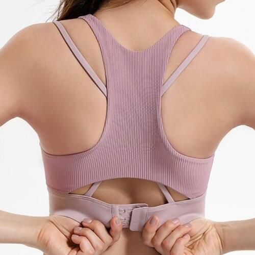 Women Padded Gather Yoga Bra Shockproof Quick Dry Sports Bra Push Up Gym Running Bra Seamless Workout Fitness Bra Top
