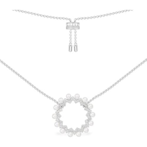 SLJELY Fashion Real 925 Sterling Silver Sun Flower Pearl Pendant Adjustable Necklace with Zircon Women Luxury Brand Fine Jewelry