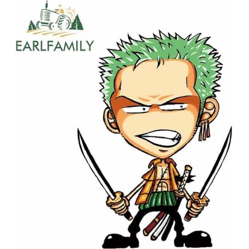 EARLFAMILY 13cm x 9.8cm for Roronoa Zoro Car Stickers and Decals DIY Anime Scratch-proof Custom Printing Decoration
