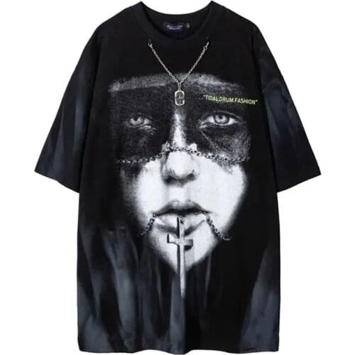 Summer Original Punk Rock Printing Loose T Shirt For Men Hip Hop Street Style Retro Short Sleeved Tee