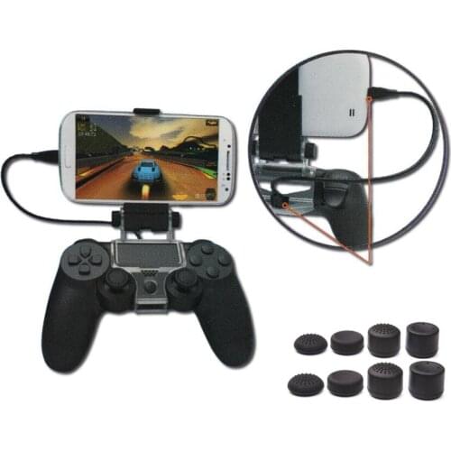 For PS4 Slim PS4 Pro Game Controller DualShock 4 With USB Cell Mobile Phone Smart Clip Clamp Holder Stand Bracket+8pcs Caps