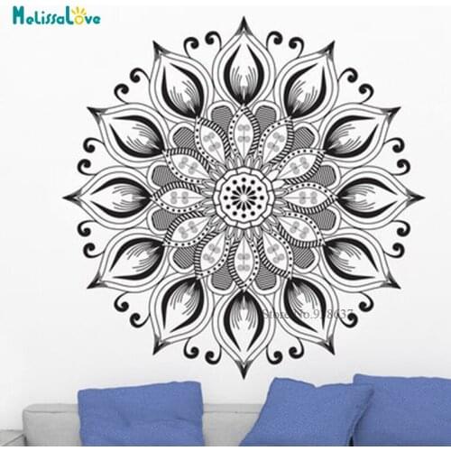 Big Size Exquisite and beautiful Mandala Wall Sticker Boho Wall Art Flower Living Room Motivational Yoga Studio Murals BB528