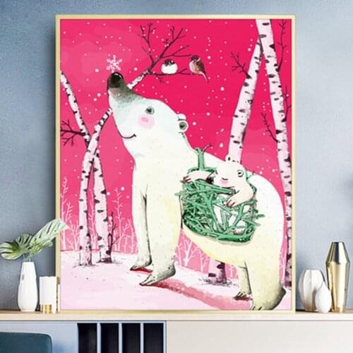 Painting By Numbers Animals Polar bear 50x40cm Pictures Oil Painting By Numbers Set Gift Coloring By Numbers Canvas Wall Set