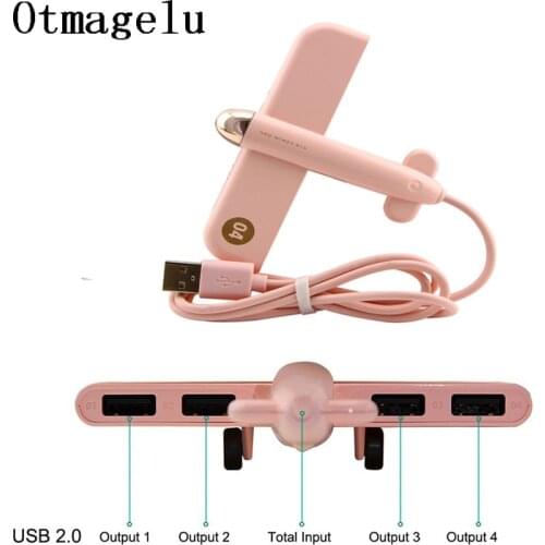 USB 2.0 Hub 4 Port Airplane Shaped USB Hub Expander USB Type Charger Splitter Adapter For PC Laptop Phone Computer Accessories