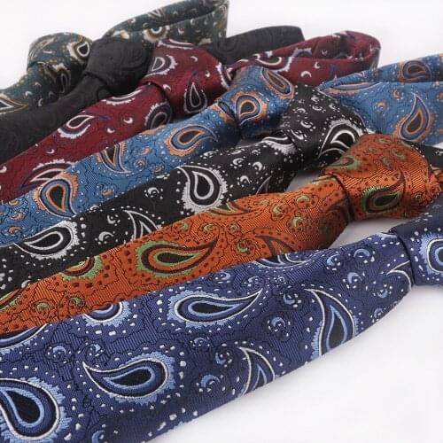 Linbaiway 6cm Polyester Yarn Tie for Men and Women Fashion Business Paisley Classic Silk Formal Neck Tie Gift Cravat Custom Logo