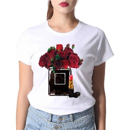 Vogue Style Women Round Neck White T-shirt Harajuku Short Sleeve Top Tees Girlfriend Gift