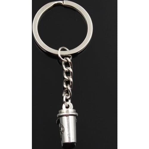 Fashion Keychain 21x10x10mm 3D Coffee Cup Silver Color Pendants DIY Men Jewelry Car Key Chain Ring Holder Souvenir For Gift