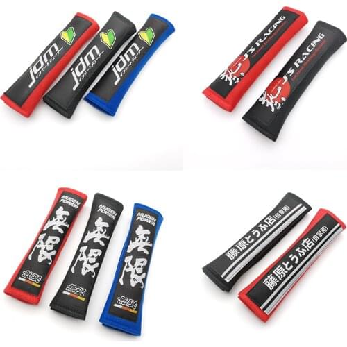 Nylon Embroidery Fashion Badge Car Seat Belt Cover Shoulder Pad For Honda SPOON TYPER MUGEN JDM Initial D Racing Car Accessories