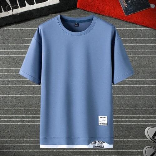 2021 Summer Men t-shirt Blue Black Grey White T-Shirt Harajuku Casual short Sleeve Male Tee shirts Tops Plus Size Sportswears