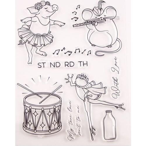 Mouse Pig Frog Music Clear Stamp /Seal for DIY Scrapbooking/photo Album Decorative Clear Stamp Sheets