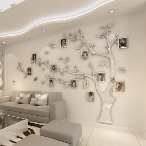 Wall Stickers Tree Photo Frame Sticker Diy Mirror Wall Decal Home Decoration Living Room Bedroom Poster Tv Background Wall Decor