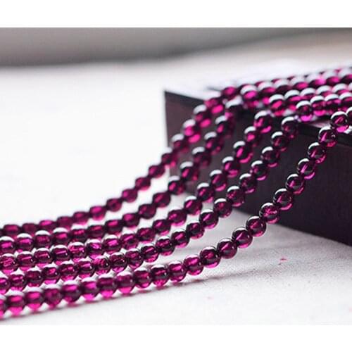 Grade AAA Natural Rhodolite Garnet Beads 3.5mm-5mm Rose Red Color NOT Dyed Smooth Polished Round 15 Inch Strand GA13