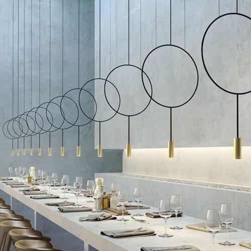 Nordic Designer Creative Circular Pendant Light Postmodern Metal Restaurant Hang Lamp Study Bedroom Bar Garment Shop Lighting