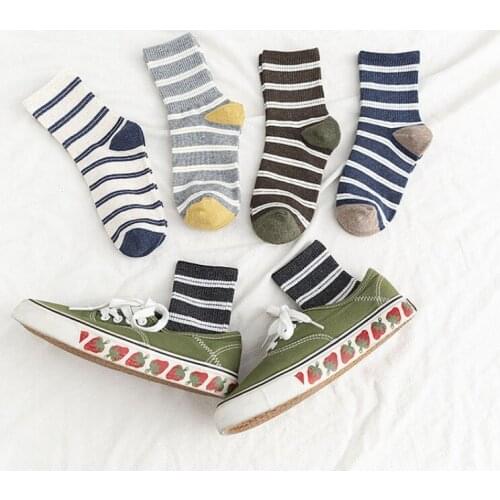 New Socks Women Men Unisex Funny Cute Cotton Loose Striped Crew Socks Colorful Woman Male Harajuku Vintage Retro Short Socks Sox