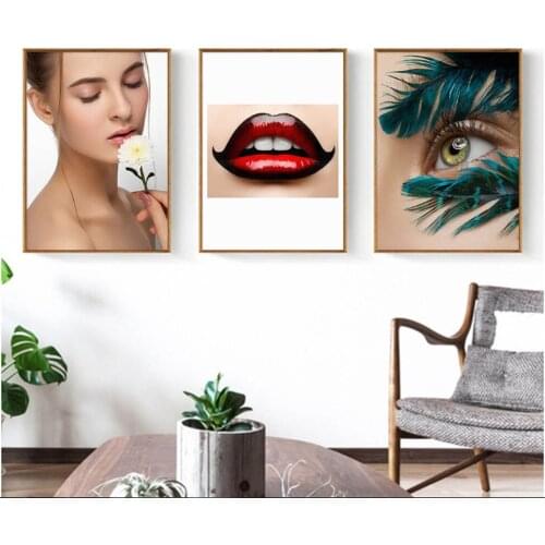 2019 New diamond painting European Style Beauty Lips 3 Pieces Best seller canvas painting embroidery diamond art mosaic decor