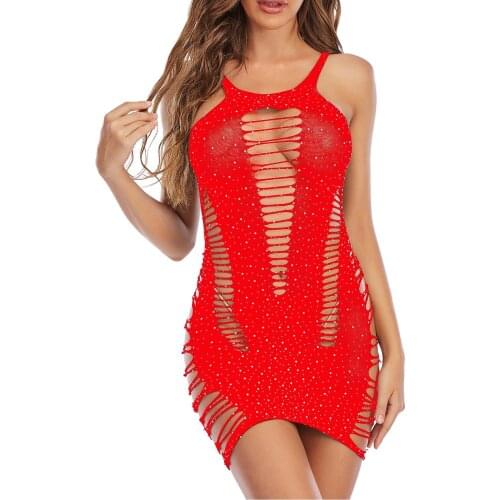 Porno Sensual Lingerie Women Underwear Fashion Hot Drill Hip Erotic Dress Wrap Net Sexy Lingerie See Through Sexy Lady Dresses