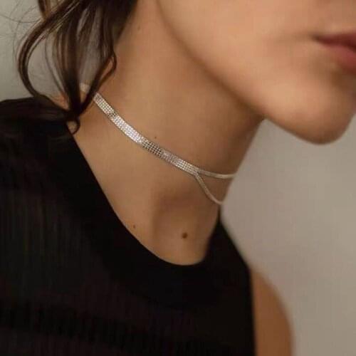 Titanium Steel Split Double Layers Choker Necklace For Women 2021 Original Simple Clavicular Chain Collier Color Remain 1 Year