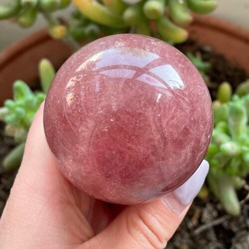 Natural Beautiful Strawberry Crystal Mineral Healing Crystal Ball Decoration