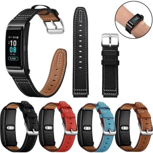 Genuine Leather Strap For Huawei TalkBand B5 Bluetooth Smart Bracelet Sports Wristbands Touch AMOLED Screen Call Earphone Band