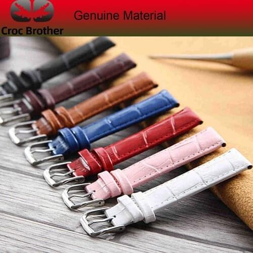 Animal Skin Genuine Leather Strap10mm 12mm 14mm 16mm 18mm 20mm 22mm 24mm Wristwatch Band High Quality Black Blue Brown