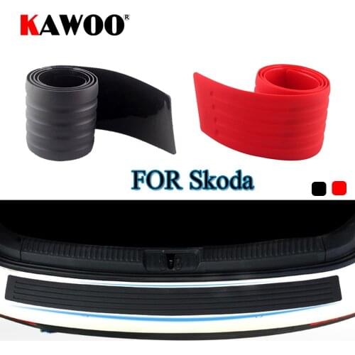 KAWOO For Skoda Octavia Fabia Yeti Rapid Roomster Citigo Rubber Rear Guard Bumper Protect Trim Cover Sill Mat Pad Car Styling
