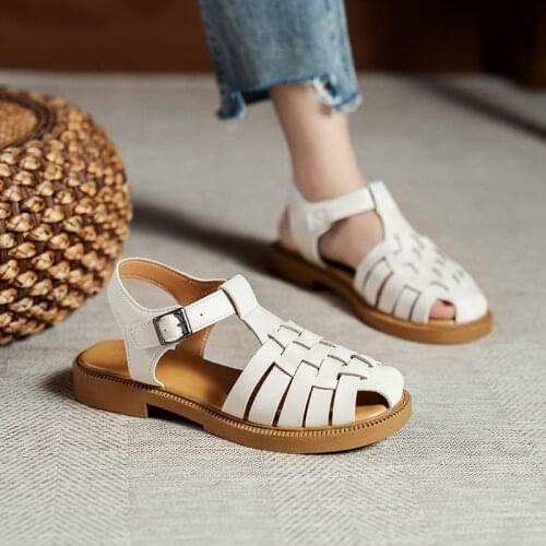 35-40 WomenS Sports Sandals 2021 New Summer Dress Roman Sandal For Woman Flat Shoes Beach Female Weave Casual Hollow Out Sandal