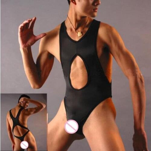 Sexy Mens Thong Underwear Jockstrap Men Bodysuit Black Homme Body Suit Wrestling Singlet