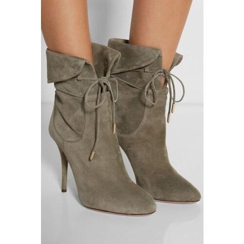 Sestito 2018 Woman Sexy Lace-up Ankle Strap Spring/Autumn Boots Ladies Sexy Thin High Heels Ankle Boots Girls Pointed Toe Shoes