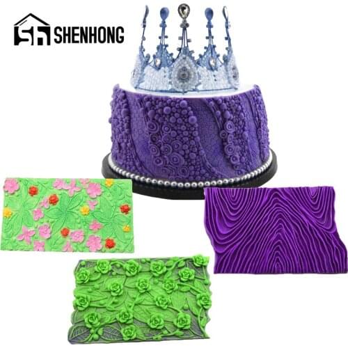 SHENHONG 4 Types Silicone Fondant Cake Molds Clay Pan Marine Pearl Flower Vine Resin Mould Sugar Craft Border Decorating Tools