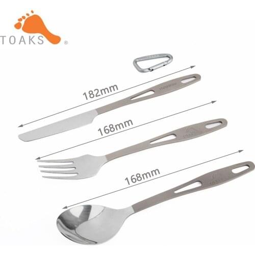 TOAKS Titanium Spoon 3PCS/Set Semi-Polished Outdoor Backpacking Picnic Household Dual-Use Fork Tableware Spoon SLV-02