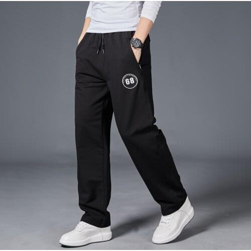 Spring and Summer New Mens Casual Korean Trend Sports Pants Track Fat Plus Size Wide Men Sport Jogging Pants