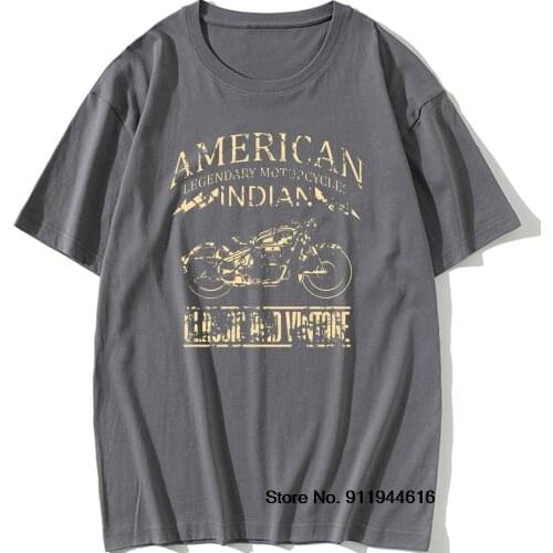 Vintage American Motorcycle Indian Men T Shirt Retro Motorbike Racer Auto Game Cool Tshirts O'Neck Cotton Rider Biker Tops Tees
