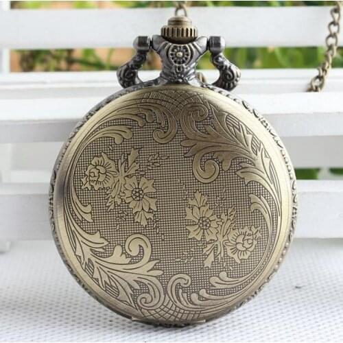 Vintage Bronze antiques Fashion quartz double Good quality Modern clock pocket watches gift POK5784