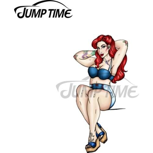 Jump Time 13 x 9.6cm For Sailor Pin Up Girl Fine Decal Waterproof Car Stickers Creative Decals Vinyl Material Decor