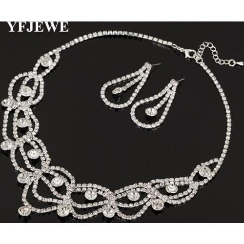 YFJEWE Rhinestone Jewelry the New Design and High Quality female wedding bridal bridesmaid jewellery Necklace Earrings Set N323