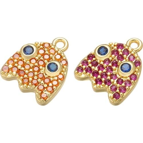 ZHUKOU 10x11.5mm Brass Animal Jellyfish Crystal Pendant for Womens Handmade Necklace Earrings Jewelry Accessories Model: VD567