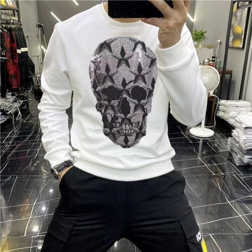 Customized Winter Mens Hoodie Shiny Hot Diamond 3d Retro Warm Pullover Oversized Hoody Popular