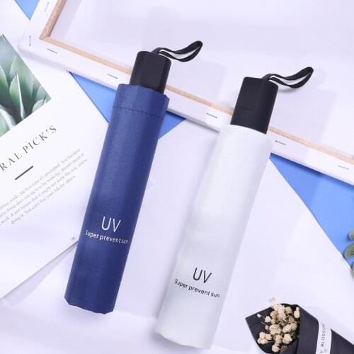 Women Men Rain Umbrella Portable Outdoor Travel Business Sun Black Coating Anti UV Parasol Folding Windproof Black Umbrella