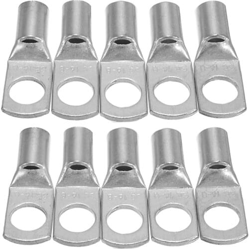 10pcs 16mm Cable Tinned Copper Lugs Ring Crimp Terminals Battery Wire Welding Cable Connectors 8mm Bolt Hole