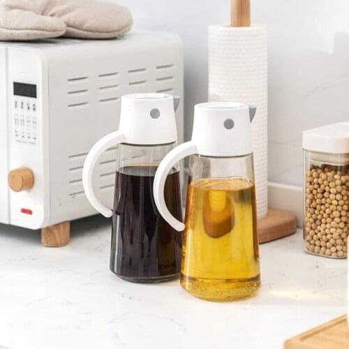2 Pack 22Oz Glass Olive Oil Dispenser Bottles for Kitchen Cruet with Gravity Cap