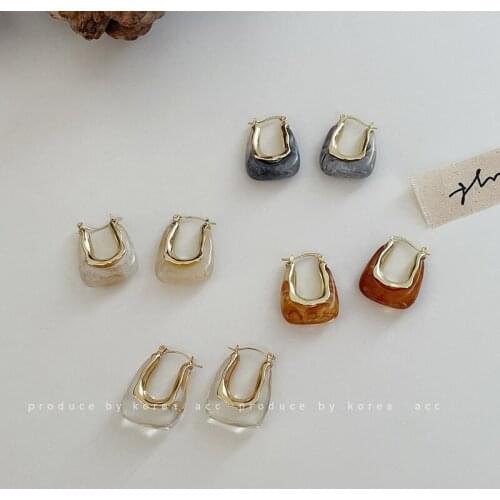 2021 Wholesale Letter U Shape Earrings Punk Hip-Hop Geometric Earrings for Women Resin Earrings Square Drop Dangle Earring