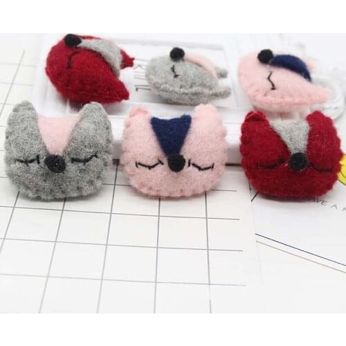 3pcs 5cm Wool Felt Fox Patches DIY Handmde Accessories For kids clothes Cartoon Childrens hair clip Accessories