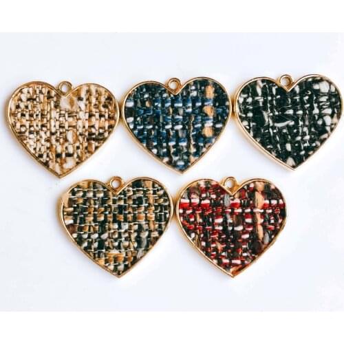 Heart Wool Stuff Spacer Accessories Pendant Necklace Supplies for Jewelry Making Earring Accessories Components 4pcs KP1974