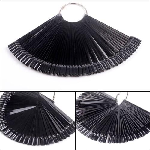 50 pieces color card fake nail tips fan Transparent white fake nail tips manicure Nail Art practice display design tools