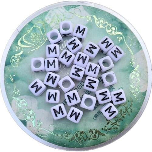 6*6MM Cube Acrylic Letters Beads 400pcs 2600pcs Black Single Character M Printing Cube Square Acrylic Alphabet Spacer Beads