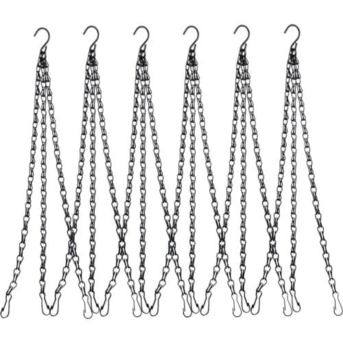 6 Pack Hanging Chain, HEAVY DUTY 50cm Hanging Flower Basket Replacement Chain -3 Point Garden Plant Hanger for Outdoor or Indoor