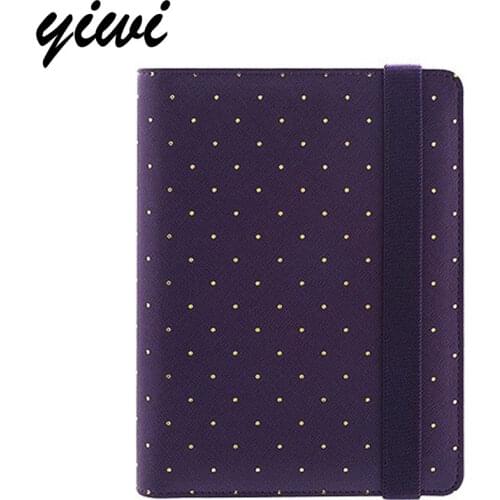 YIWI Agenda 2017 Purple Notebook A5 A6 A7 Planner Kawaii Diy Diary Cute School Stationary White Gold Dot Notebooks dokibook